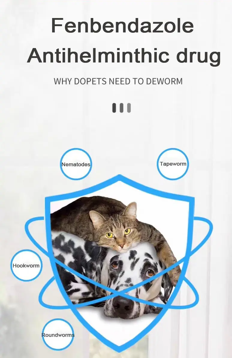 Comprimidos de fenbendazol de 0,1g para animais de estimação